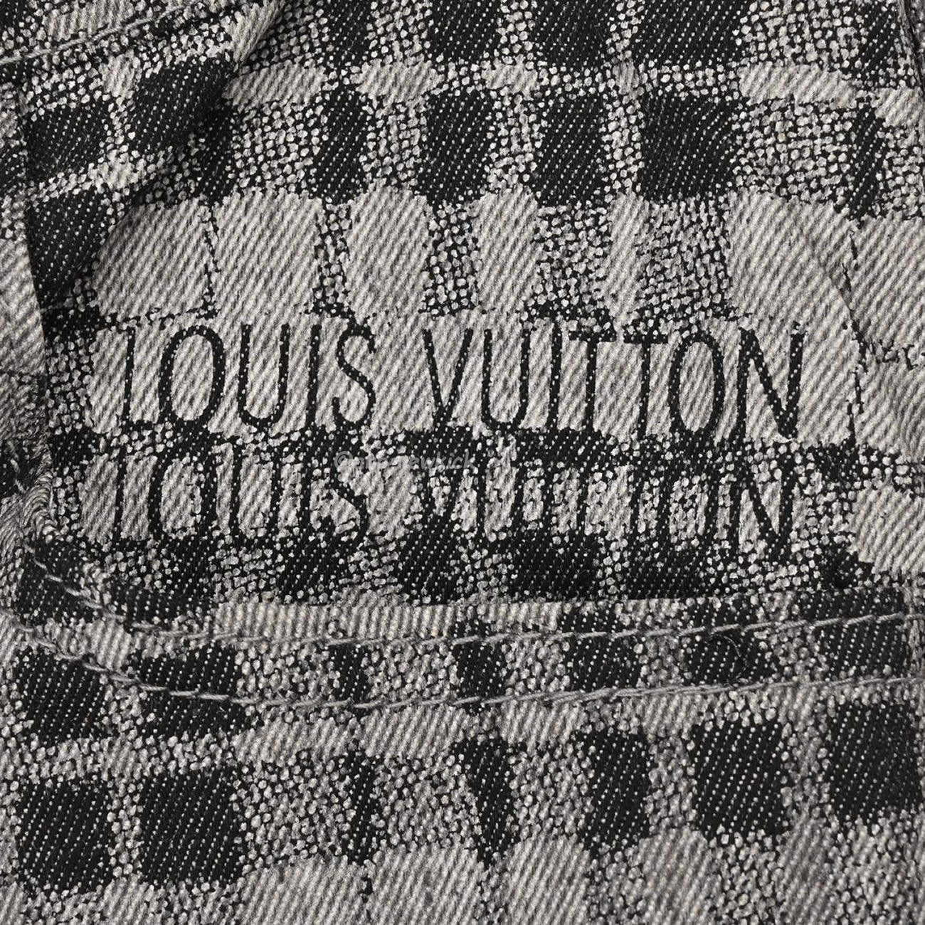 Louis Vuitton 1v 24ss Grey Checkerboard Printed Denim Shorts (8) - www.newkick.vip